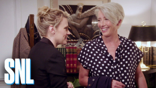 Starstruck Kate McKinnon redecorates for Emma Thompson in this charming <i>SNL</i> promo